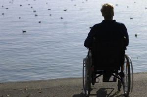 sitting in wheelchair at lake iStock_000004497868Small