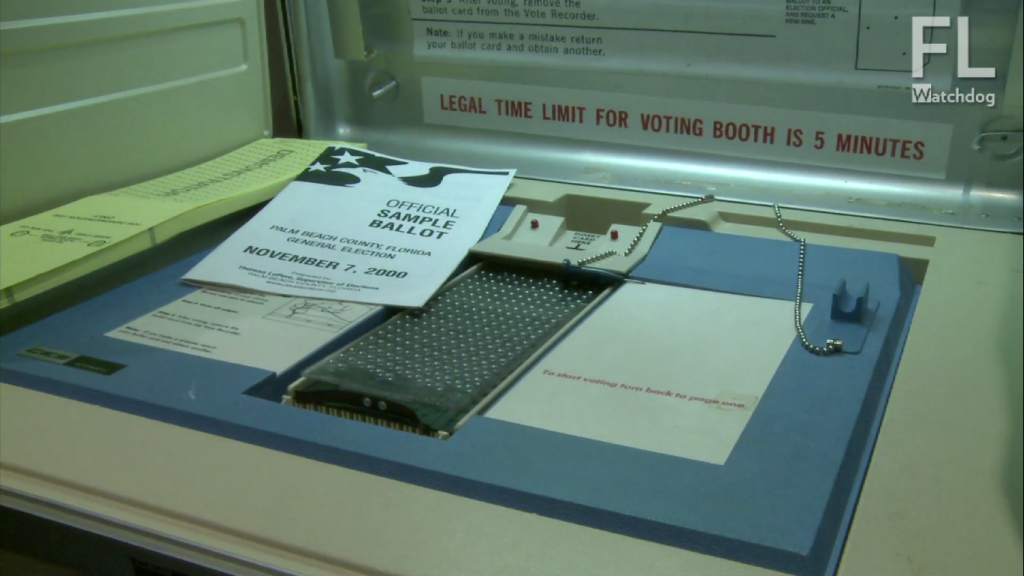 Votomatic machine used in Palm Beach County, FL for Bush v. Gore election. Credit: Florida Watchdog.org